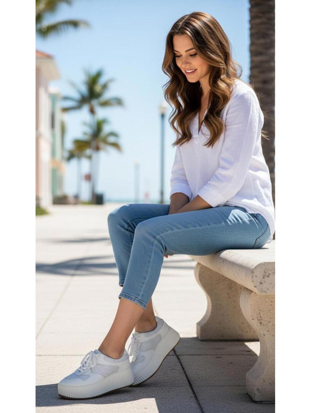 Dolce Vita Daisha Platform Sneakers - White Leather - Women's 9 - Flaw